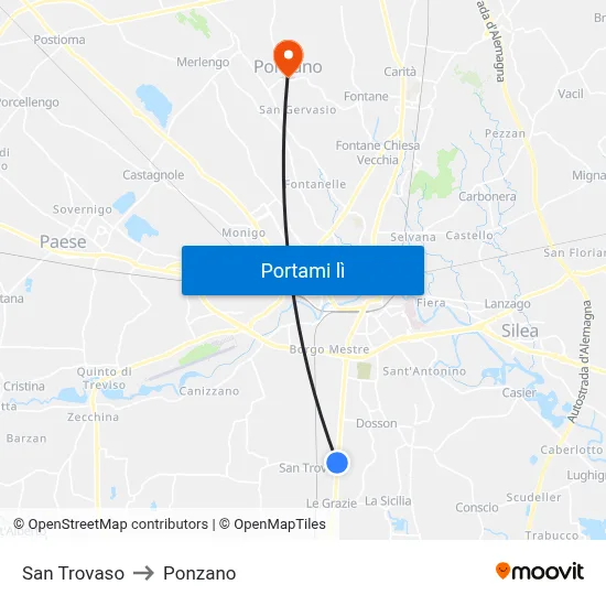 San Trovaso to Ponzano map