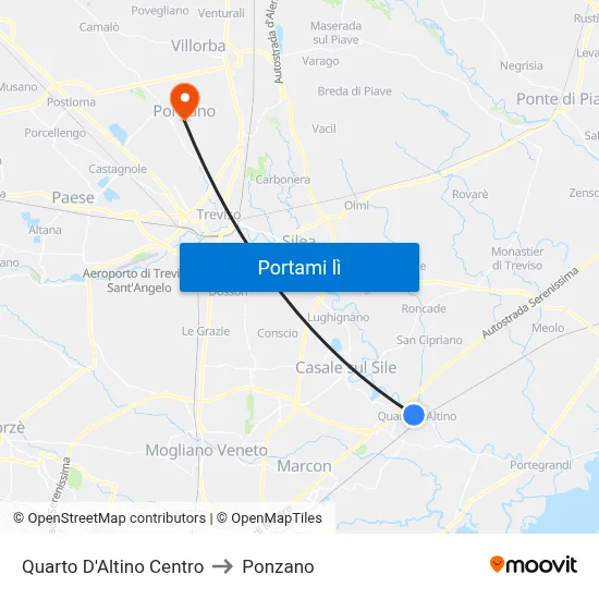 Quarto D'Altino Centro to Ponzano map
