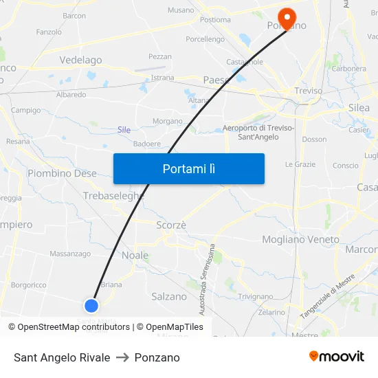Sant Angelo Rivale to Ponzano map