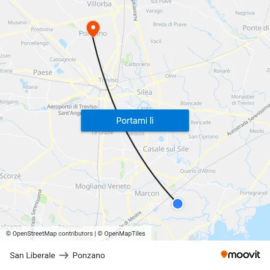 San Liberale to Ponzano map