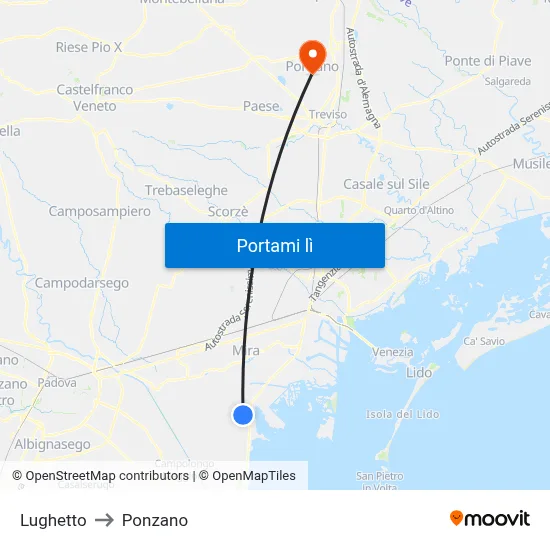 Lughetto to Ponzano map