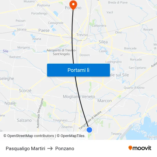 Pasqualigo Martiri to Ponzano map