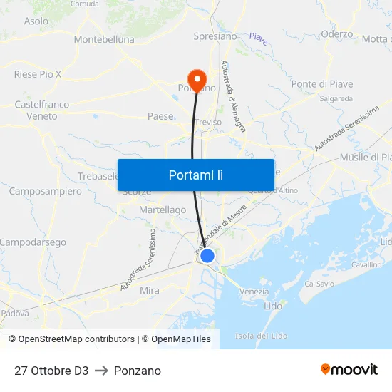 27 Ottobre D3 to Ponzano map