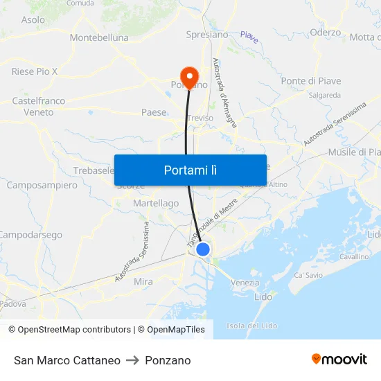 San Marco Cattaneo to Ponzano map