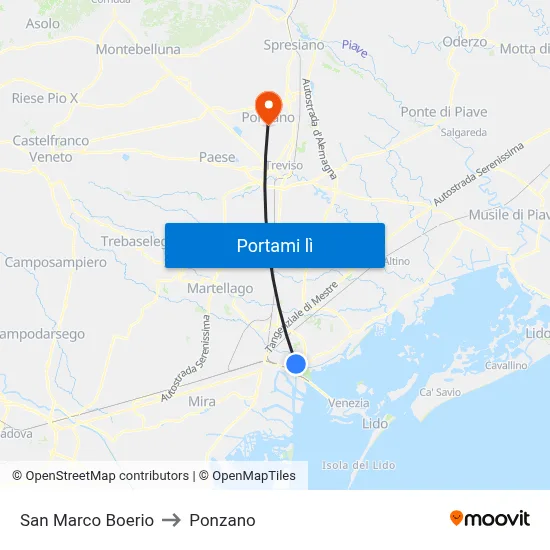 San Marco Boerio to Ponzano map