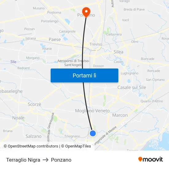 Terraglio Nigra to Ponzano map