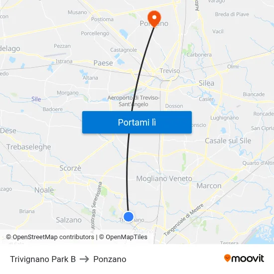 Trivignano Park B to Ponzano map