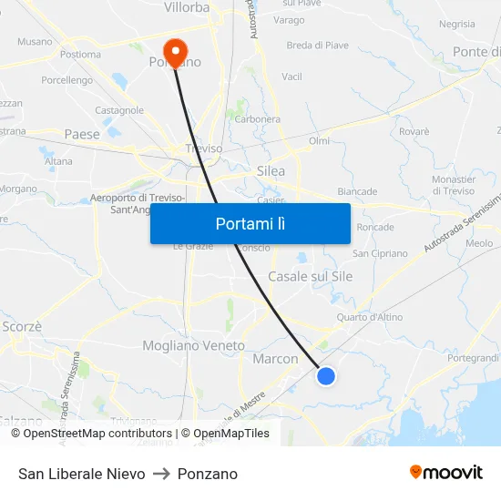 San Liberale Nievo to Ponzano map