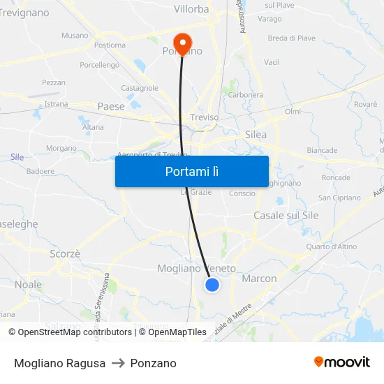 Mogliano Ragusa to Ponzano map