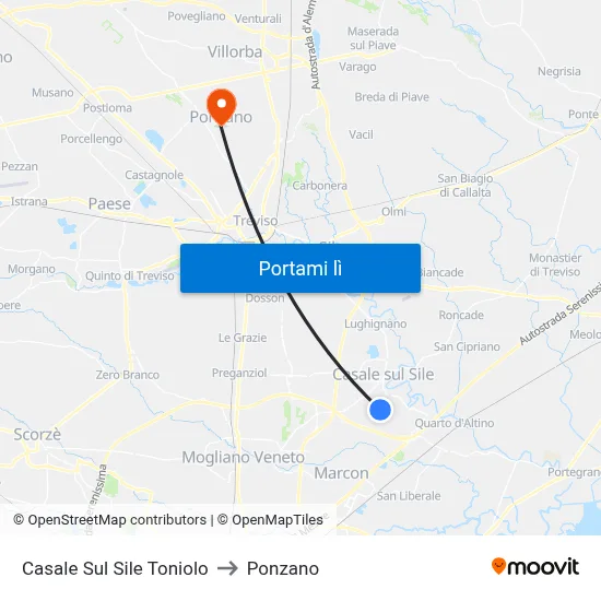Casale Sul Sile Toniolo to Ponzano map