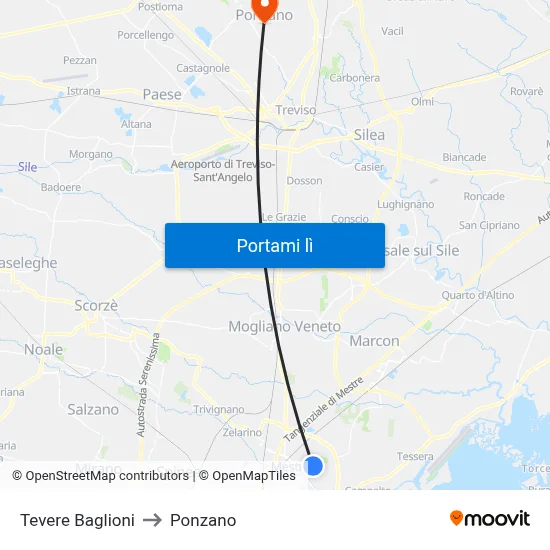 Tevere Baglioni to Ponzano map