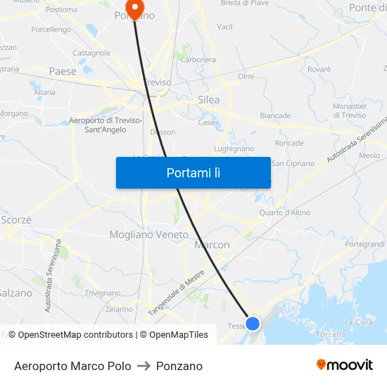 Aeroporto Marco Polo to Ponzano map