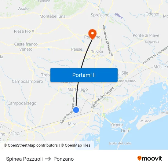 Spinea Pozzuoli to Ponzano map