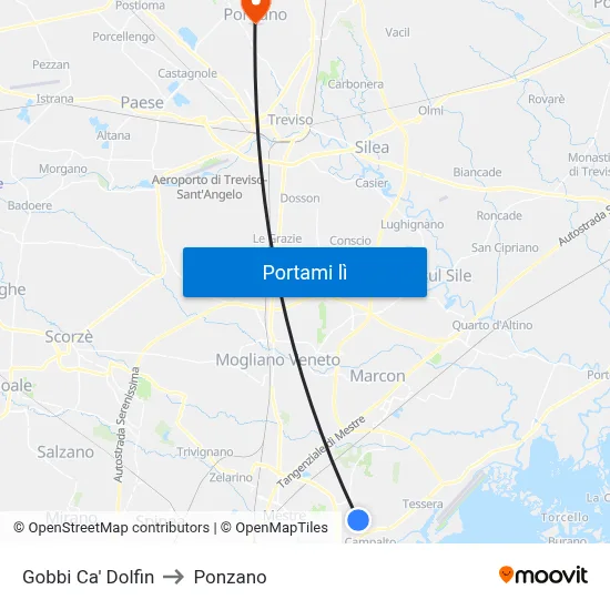Gobbi Ca' Dolfin to Ponzano map