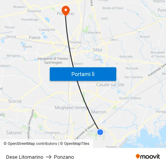 Dese Litomarino to Ponzano map