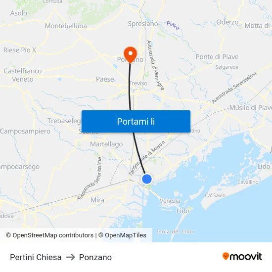 Pertini Chiesa to Ponzano map