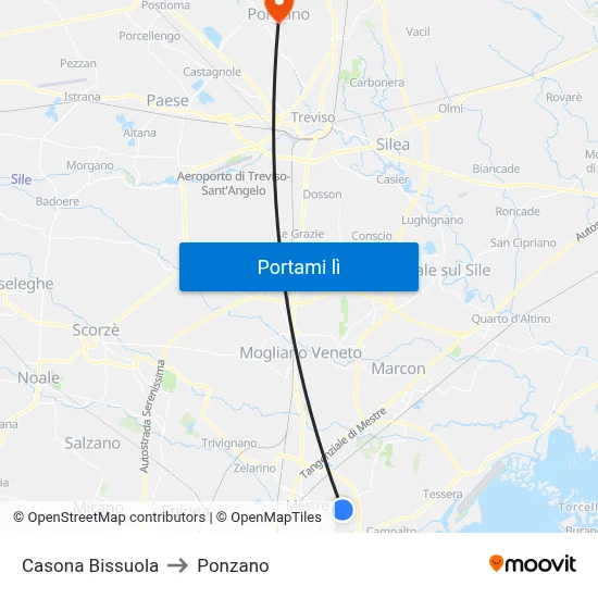 Casona Bissuola to Ponzano map