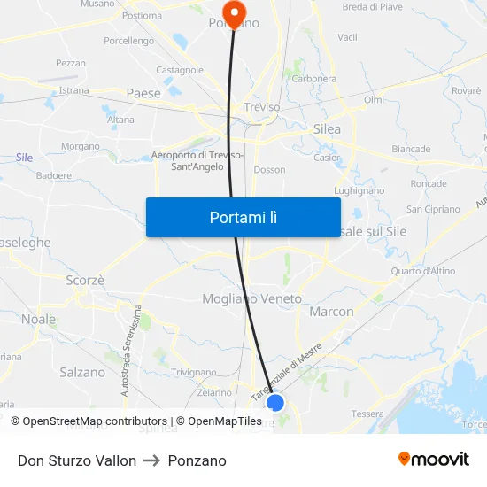 Don Sturzo Vallon to Ponzano map