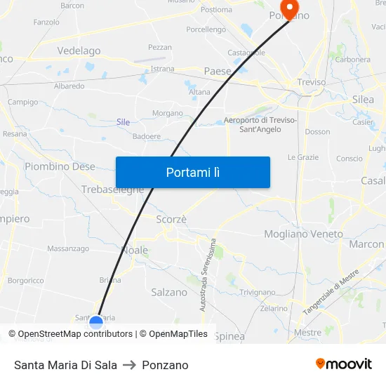 Santa Maria Di Sala to Ponzano map