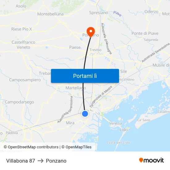 Villabona  87 to Ponzano map