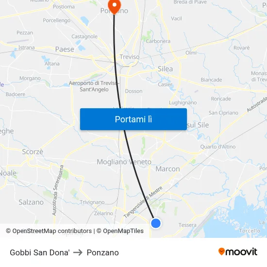 Gobbi San Dona' to Ponzano map