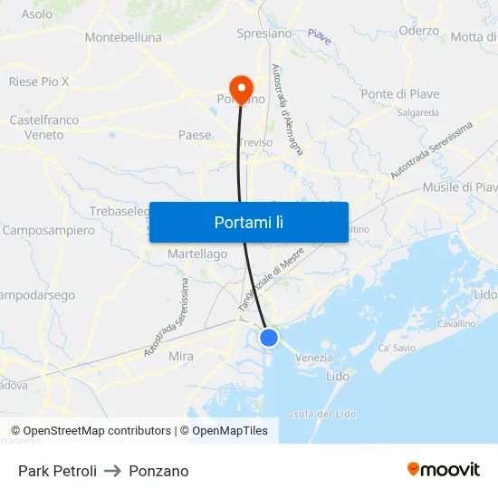 Park Petroli to Ponzano map