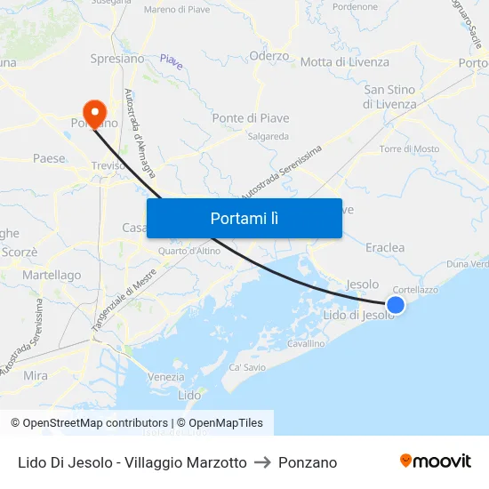Lido Di Jesolo - Villaggio Marzotto to Ponzano map