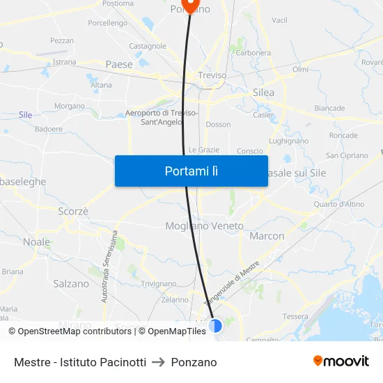 Mestre - Istituto Pacinotti to Ponzano map