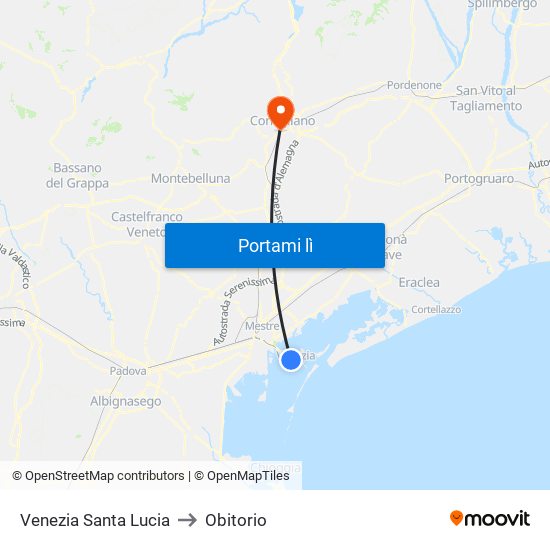 Venezia Santa Lucia to Obitorio map