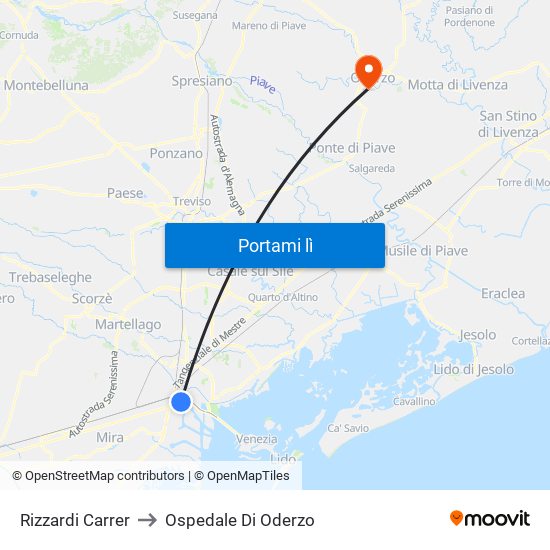 Rizzardi Carrer to Ospedale Di Oderzo map