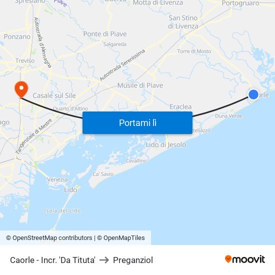 Caorle - Incr. 'Da Tituta' to Preganziol map