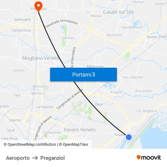 Aeroporto to Preganziol map