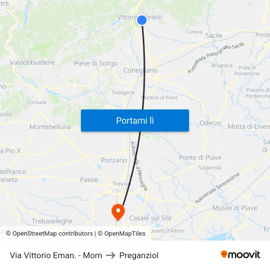 Via Vittorio Eman. - Mom to Preganziol map