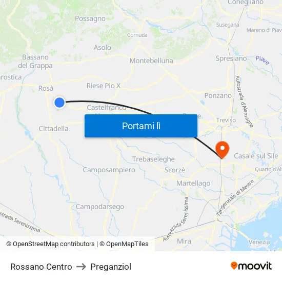Rossano Centro to Preganziol map