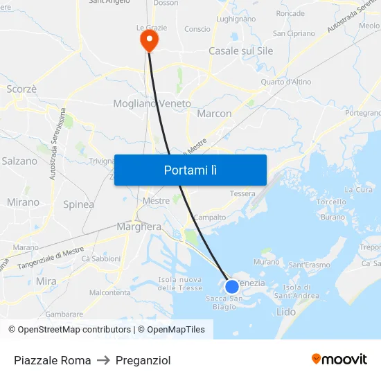 Piazzale Roma to Preganziol map
