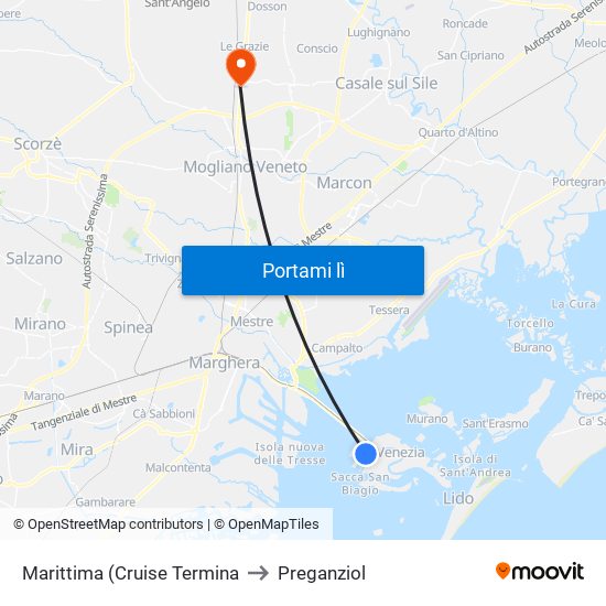 Marittima (Cruise Termina to Preganziol map