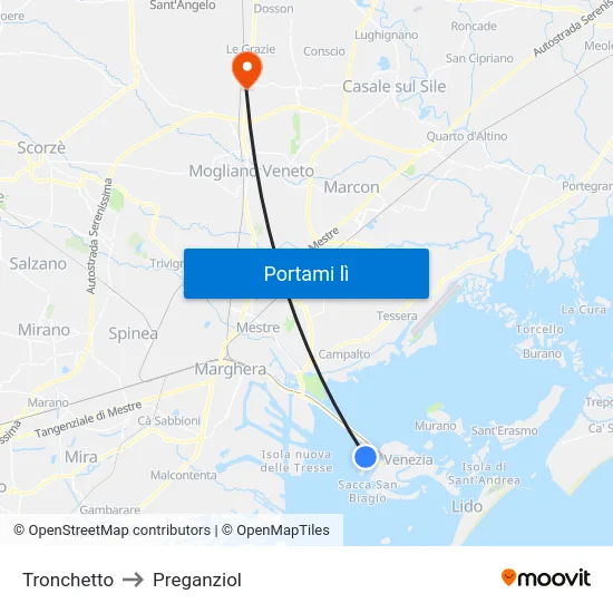 Tronchetto to Preganziol map