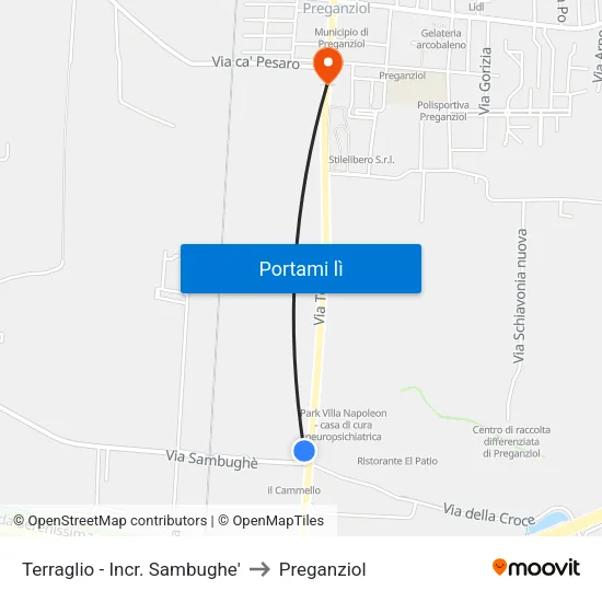 Terraglio - Incr. Sambughe' to Preganziol map