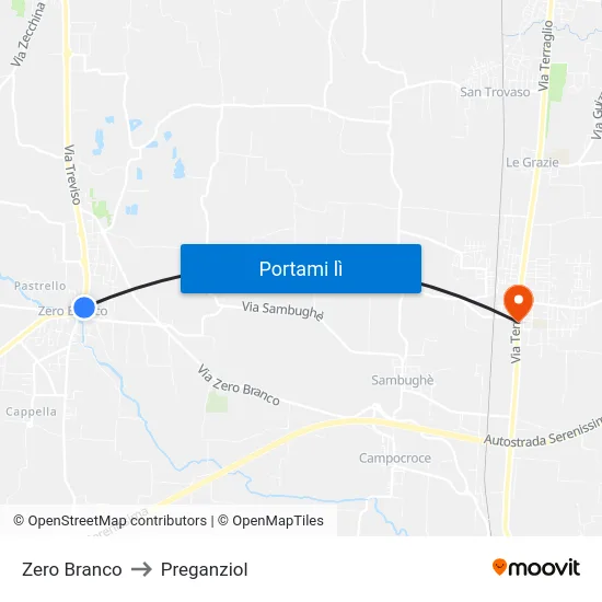 Zero Branco to Preganziol map