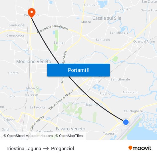 Triestina Laguna to Preganziol map