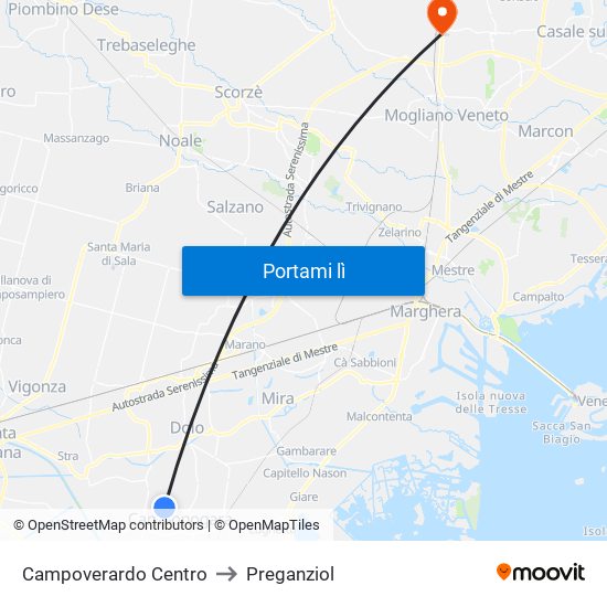 Campoverardo Centro to Preganziol map
