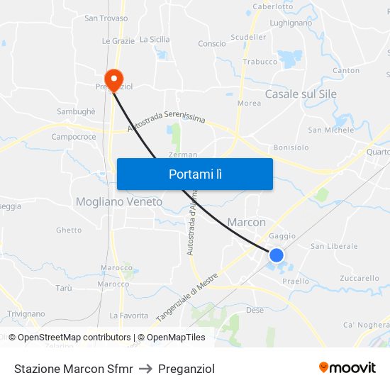 Stazione Marcon Sfmr to Preganziol map