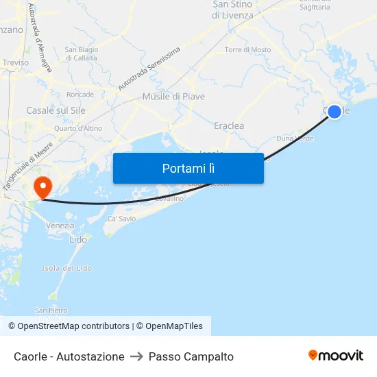 Caorle - Autostazione to Passo Campalto map