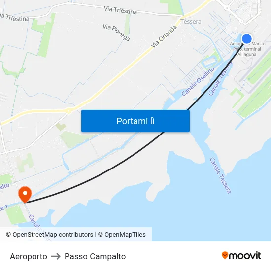 Aeroporto to Passo Campalto map
