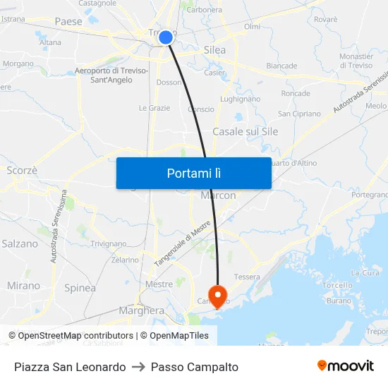 Piazza San Leonardo to Passo Campalto map
