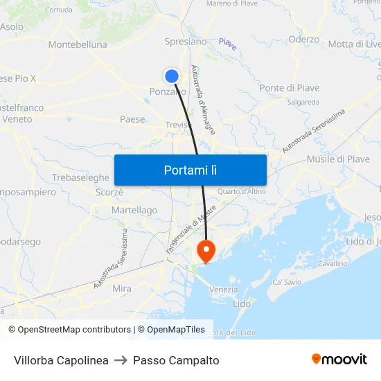 Villorba Capolinea to Passo Campalto map