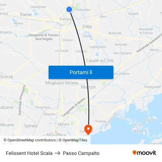 Felissent Hotel Scala to Passo Campalto map