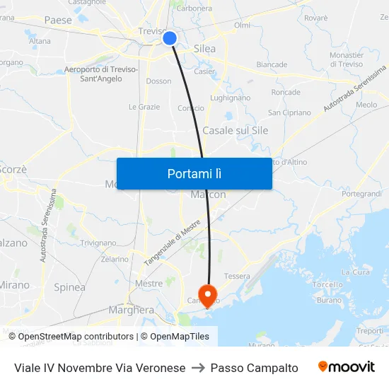 Viale IV Novembre Via Veronese to Passo Campalto map