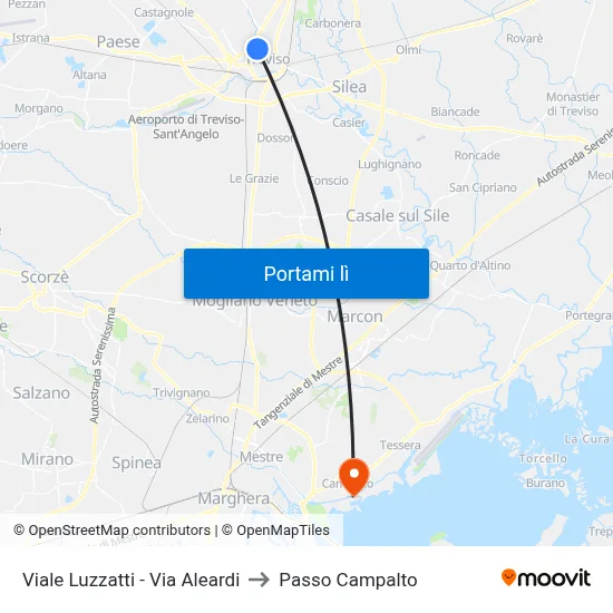 Viale Luzzatti - Via Aleardi to Passo Campalto map