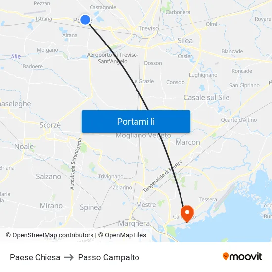 Paese Chiesa to Passo Campalto map